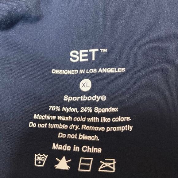 Set Active Women's Blue Skinny Leg High Waist Fitness Workout Leggings Pants XL - Picture 4 of 4